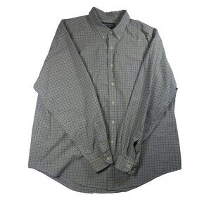 Abercrombie & Fitch Men's Long Sleeve Checkered Green Dress Shirt‎ Size XL